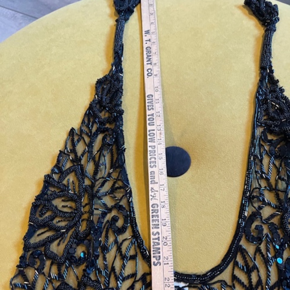 On-Trend Wide Hip Sash Belt OS Glam Black Intricate Beaded Sequin Rare - Picture 7 of 10